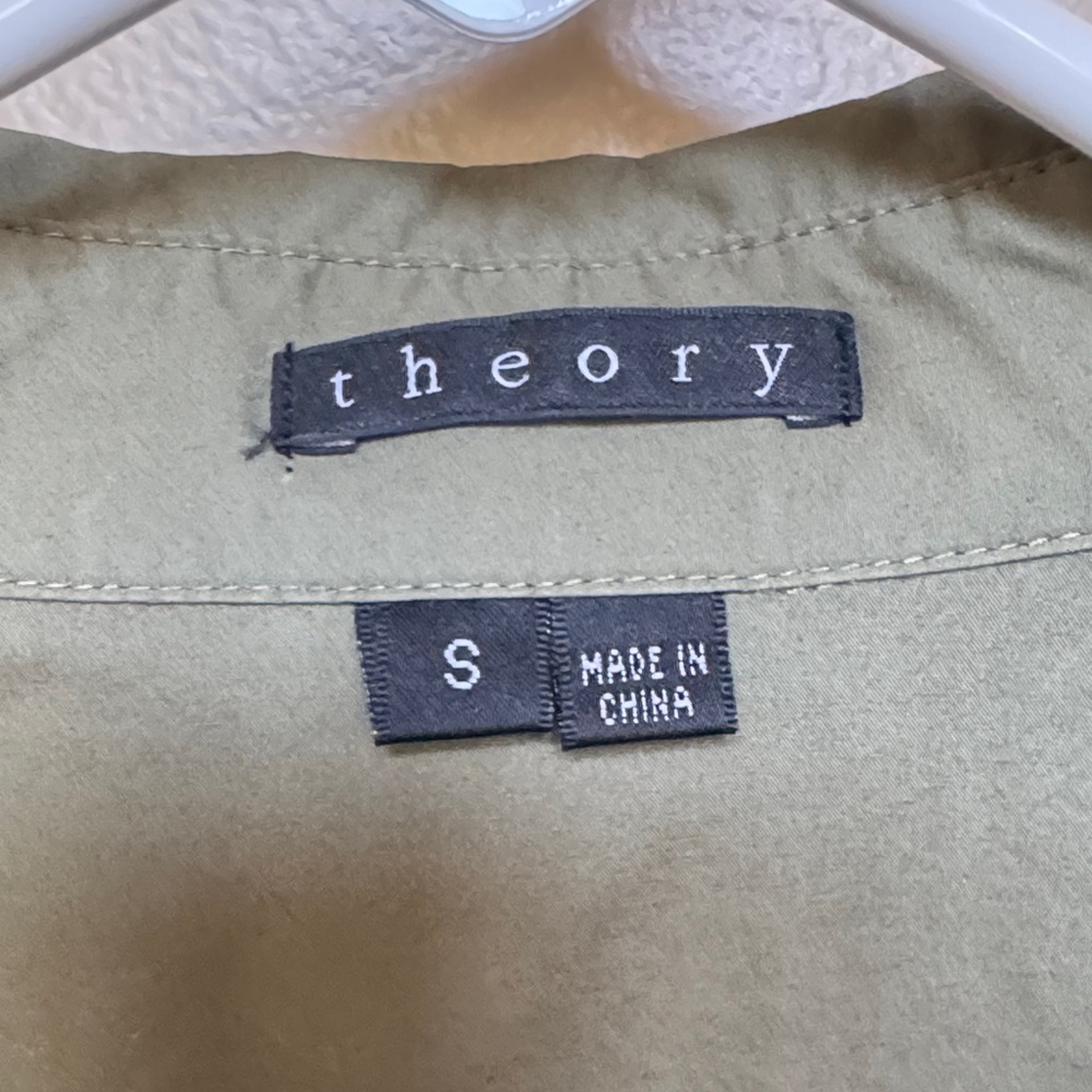 Theory Olive Button Down Shirt size small good condition - Picture 2 of 5